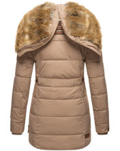 Marikoo warme Damen Steppmantel Winterjacke mit Kapuze Taupe Gr&ouml;&szlig;e L - Gr. 40