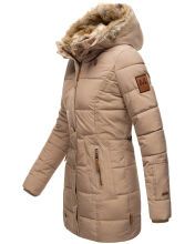 Marikoo warme Damen Steppmantel Winterjacke mit Kapuze Taupe Gr&ouml;&szlig;e XXL - Gr. 44