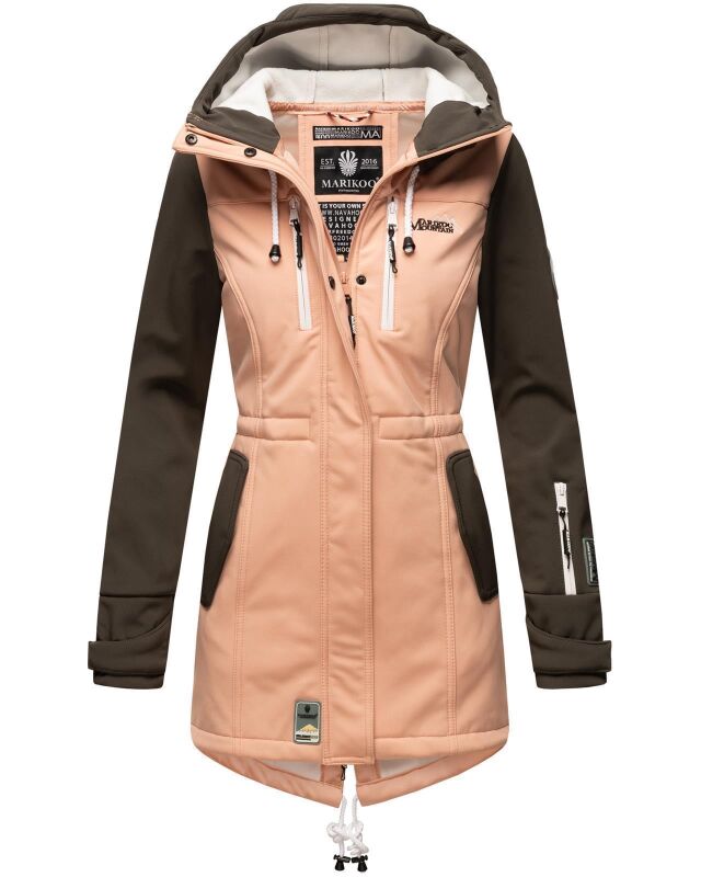 Marikoo Zimtzicke Damen lange Softshell Jacke Rosa Anthrazit Gr&ouml;&szlig;e XS - Gr. 34