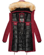 Navahoo Halina Damen Winter Steppmantel mit Kunstfell Bordeaux Gr&ouml;&szlig;e M - Gr. 38