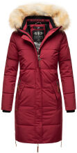 Navahoo Halina Damen Winter Steppmantel mit Kunstfell Bordeaux Gr&ouml;&szlig;e L - Gr. 40