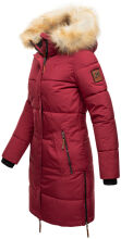 Navahoo Halina Damen Winter Steppmantel mit Kunstfell Bordeaux Gr&ouml;&szlig;e L - Gr. 40