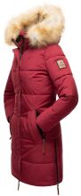 Navahoo Halina Damen Winter Steppmantel mit Kunstfell Bordeaux Gr&ouml;&szlig;e L - Gr. 40