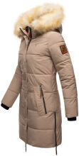 Navahoo Halina Damen Winter Steppmantel mit Kunstfell Taupe Gr&ouml;&szlig;e L - Gr. 40