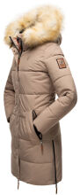 Navahoo Halina Damen Winter Steppmantel mit Kunstfell Taupe Gr&ouml;&szlig;e XL - Gr. 42