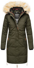 Navahoo Halina Damen Winter Steppmantel mit Kunstfell Olive Größe XXL - Gr. 44
