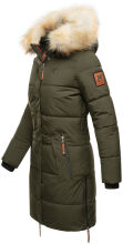Navahoo Halina Damen Winter Steppmantel mit Kunstfell Olive Größe XXL - Gr. 44