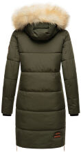 Navahoo Halina Damen Winter Steppmantel mit Kunstfell Olive Größe XXL - Gr. 44