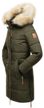 Navahoo Halina Damen Winter Steppmantel mit Kunstfell Olive Größe XXL - Gr. 44