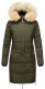 Navahoo Halina Damen Winter Steppmantel mit Kunstfell Olive Größe XXL - Gr. 44