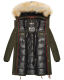 Navahoo Halina Damen Winter Steppmantel mit Kunstfell Olive Größe XXL - Gr. 44