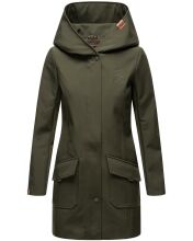 Marikoo Mayleen Damen Softshell Regenjacke mit Kapuze Olive-Gr.M