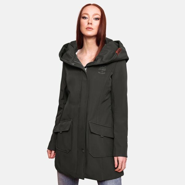 Marikoo Mayleen Damen Softshell Regenjacke mit Kapuze Olive-Gr.XL