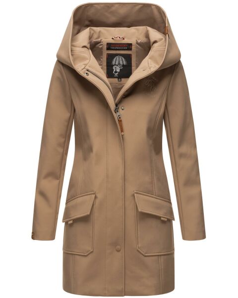 Marikoo Mayleen Damen Softshell Regenjacke mit Kapuze Taupe Größe L - Gr. 40