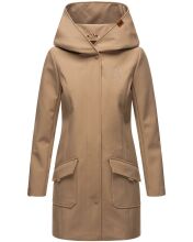 Marikoo Mayleen Damen Softshell Regenjacke mit Kapuze Taupe Größe L - Gr. 40