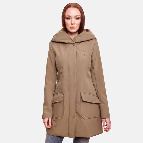 Marikoo Mayleen Damen Softshell Regenjacke mit Kapuze Taupe Größe XL - Gr. 42