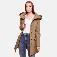 Marikoo Mayleen Damen Softshell Regenjacke mit Kapuze Taupe Größe XL - Gr. 42