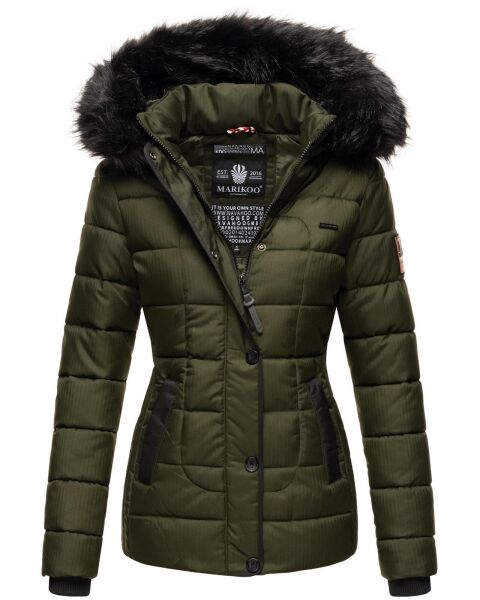 Marikoo Unique Damen gesteppte Winterjacke Olive Größe XS - Gr. 34