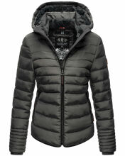 Marikoo Amber Damen Winter Steppjacke mit Teddyfell Anthrazit Größe L - Gr. 40