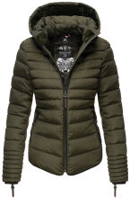 Marikoo Amber Damen Winter Steppjacke mit Teddyfell Olive...