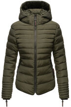 Marikoo Amber Damen Winter Steppjacke mit Teddyfell Olive Größe M - Gr. 38