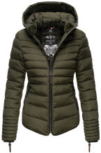 Marikoo Amber Damen Winter Steppjacke mit Teddyfell Olive Gr&ouml;&szlig;e XXL - Gr. 44