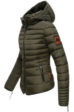 Marikoo Amber Damen Winter Steppjacke mit Teddyfell Olive Gr&ouml;&szlig;e XXL - Gr. 44