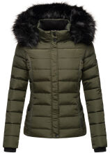 Navahoo Miamor Damen Steppjacke mit Teddyfell Olive Größe S - Gr. 36