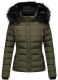 Navahoo Miamor Damen Steppjacke mit Teddyfell Olive Größe S - Gr. 36