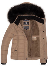 Navahoo Miamor Damen Steppjacke mit Teddyfell Taupe Grau Gr&ouml;&szlig;e S - Gr. 36