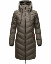 Marikoo Armasa lange Damen Winter Steppjacke Anthrazit Größe XXL - Gr. 44