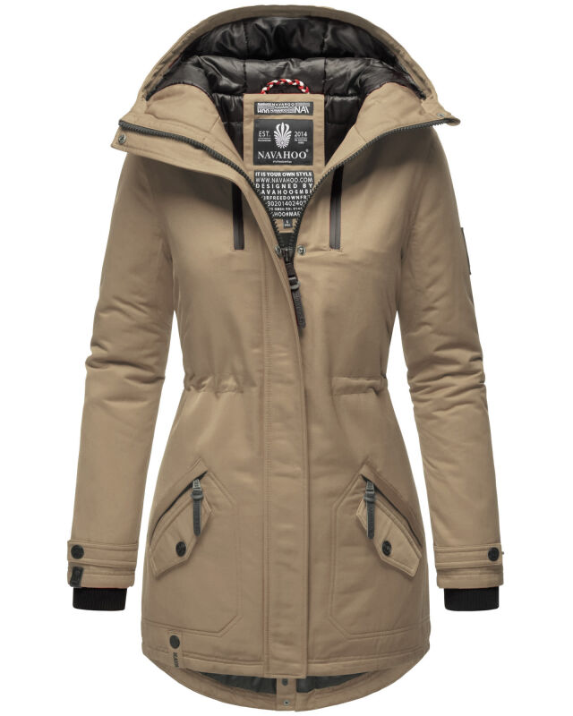 Navahoo Avrille Damen Parka Winterjacke mit Kapuze Taupe Grey Gr&ouml;&szlig;e XS - Gr. 34