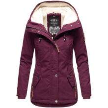 Marikoo Bikoo Damen gef&uuml;tterte Winterjacke mit Teddyfell Weinrot Gr&ouml;&szlig;e XS - Gr. 34