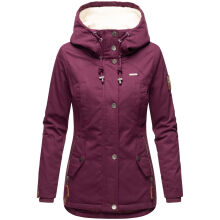 Marikoo Bikoo Damen gef&uuml;tterte Winterjacke mit Teddyfell Weinrot Gr&ouml;&szlig;e XS - Gr. 34