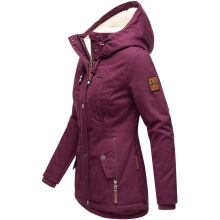 Marikoo Bikoo Damen gef&uuml;tterte Winterjacke mit Teddyfell Weinrot Gr&ouml;&szlig;e XS - Gr. 34