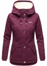 Marikoo Bikoo Damen gefütterte Winterjacke mit Teddyfell Weinrot Größe L - Gr. 40