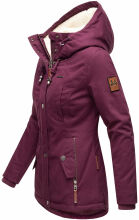 Marikoo Bikoo Damen gefütterte Winterjacke mit Teddyfell Weinrot Größe L - Gr. 40