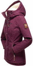Marikoo Bikoo Damen gefütterte Winterjacke mit Teddyfell Weinrot Größe L - Gr. 40