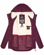 Marikoo Bikoo Damen gefütterte Winterjacke mit Teddyfell Weinrot Größe L - Gr. 40