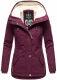Marikoo Bikoo Damen gefütterte Winterjacke mit Teddyfell Weinrot Größe L - Gr. 40
