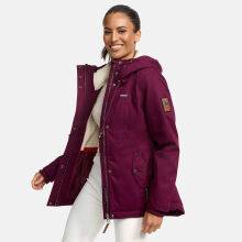 Marikoo Bikoo Damen gef&uuml;tterte Winterjacke mit Teddyfell Weinrot Gr&ouml;&szlig;e XXL - Gr. 44