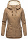 Marikoo Bikoo Damen gefütterte Winterjacke mit Teddyfell Taupe Größe S - Gr. 36