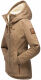 Marikoo Bikoo Damen gefütterte Winterjacke mit Teddyfell Taupe Größe S - Gr. 36