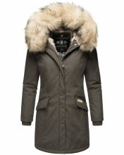 Navahoo Cristal Damen Winterjacke Parka mit Kunstfell Anthrazit Gr.S