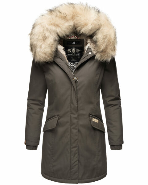 Navahoo Cristal Damen Winterjacke Parka mit Kunstfell Anthrazit Gr.M