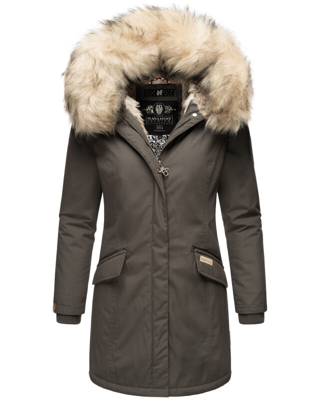 Navahoo Cristal Damen Winterjacke Parka mit Kunstfell Anthrazit Gr.XXL