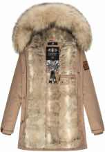 Navahoo Cristal Damen Winterjacke Parka mit Kunstfell Taupe Grey Gr.XS