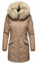 Navahoo Cristal Damen Winterjacke Parka mit Kunstfell Taupe Grey Gr.S