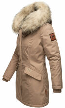 Navahoo Cristal Damen Winterjacke Parka mit Kunstfell Taupe Grey Gr.S