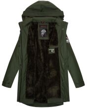 Navahoo Deike Damen Regenjacke Regenmantel lang Teddyfell Olive-Gr.XS